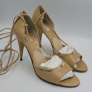 Michael Kors leather strappy heel sandals Sz 9.5 Honey Brown